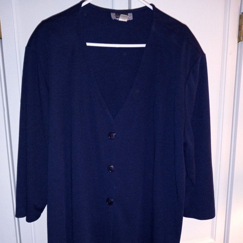 Women's Maggie Barnes Blue 3X Jacket, Blazer w/ buttons, Knit